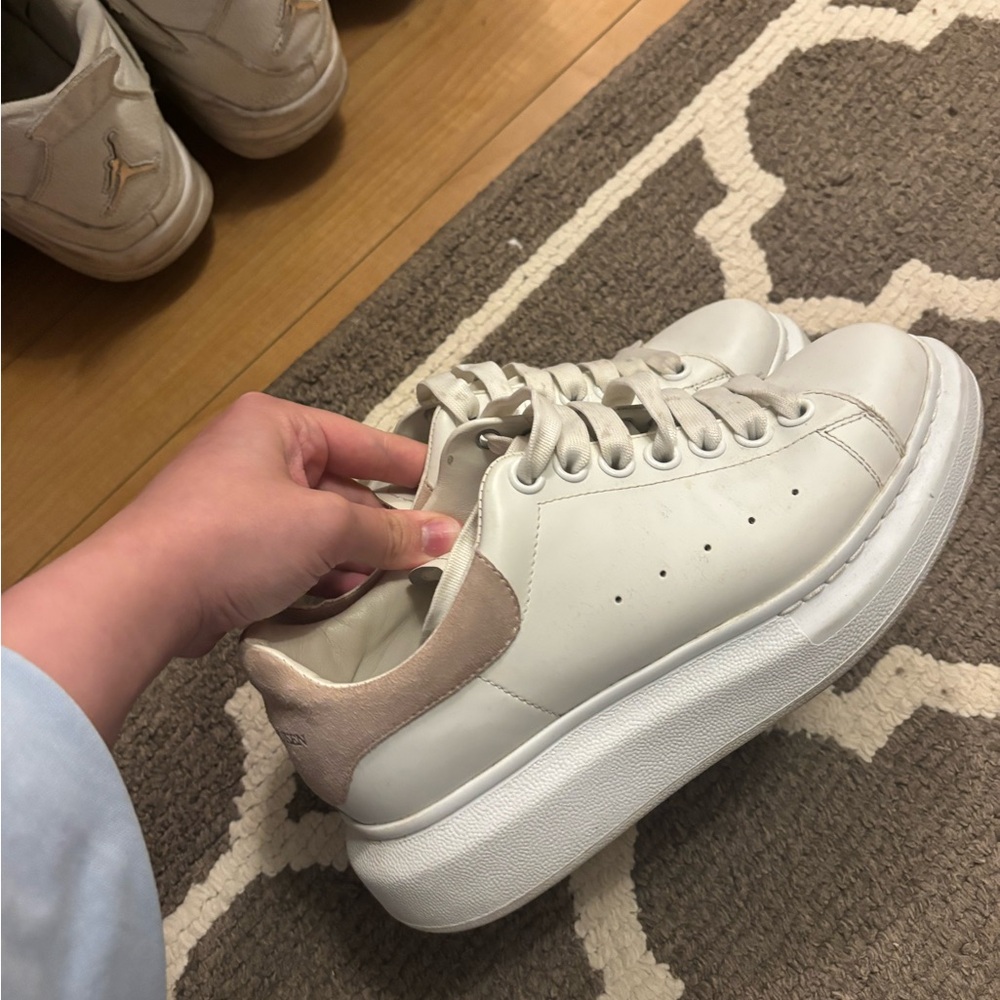Alexander McQueen White and Tan Platform Sneakers
